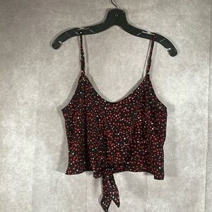SHEIN | Black & Red Heart Print Tank Crop Top | Size Medium